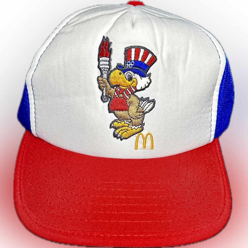 Vintage 1984 Olympics McDonald’s Sam Eagle Snapback Foam Mesh Trucker Hat Cap